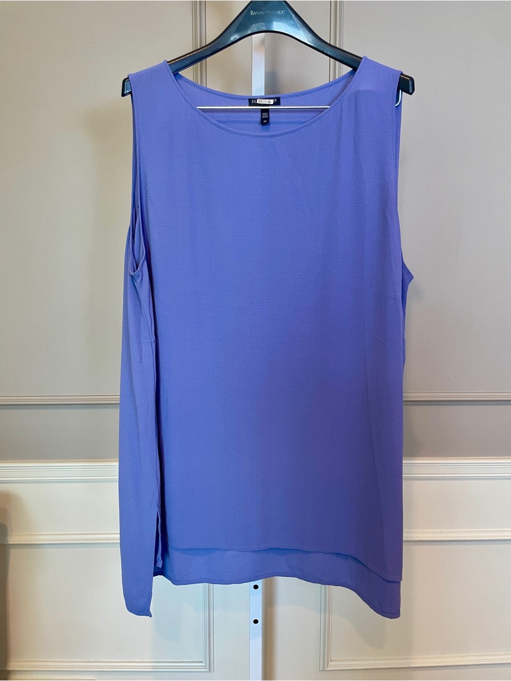 Eileen Fisher 3X 100% Silk Tunic Shell Tank Lilac Periwinkle Quiet Luxury